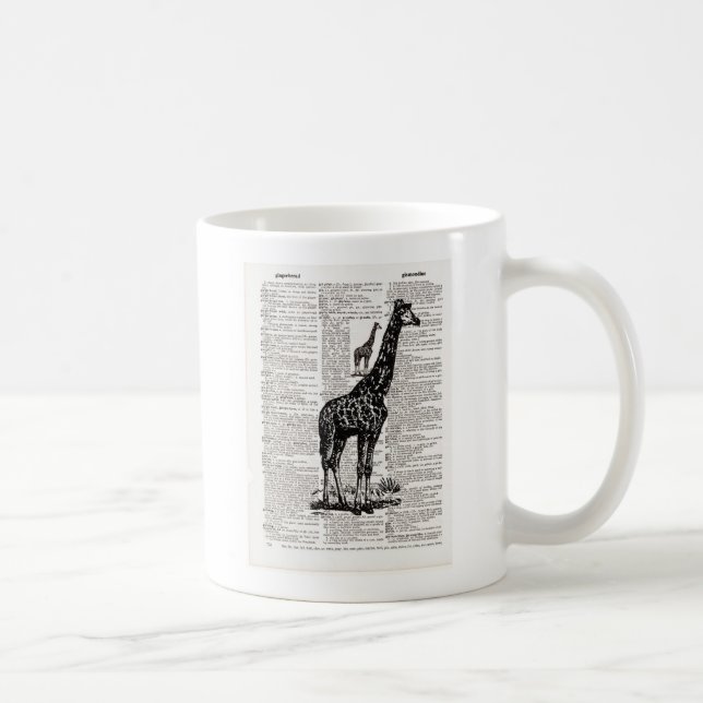 Giraffe Dictionary Art Coffee Mug (Right)