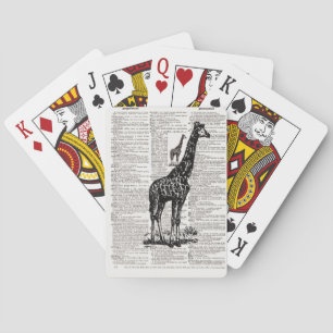 Giraffe Dictionary Art Playing Cards