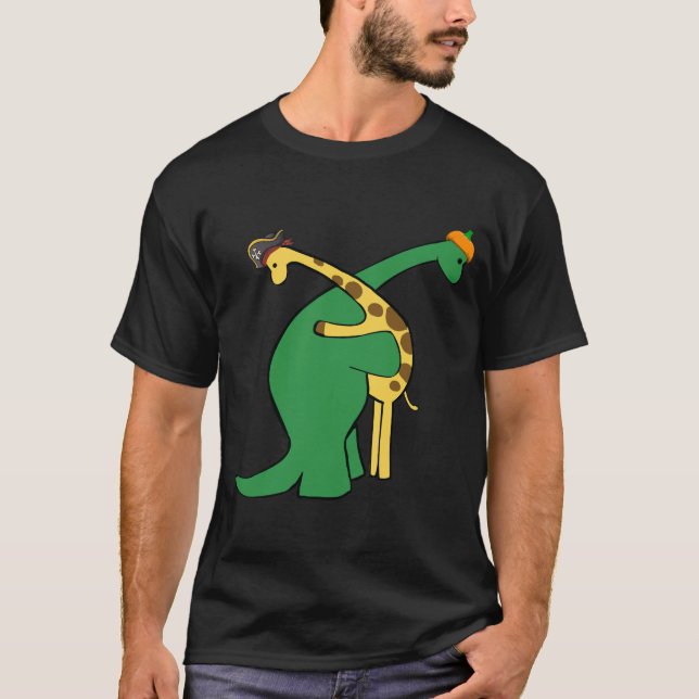 Giraffe Dinosaur Hug Love Dino Animals Safari T-Shirt (Front)