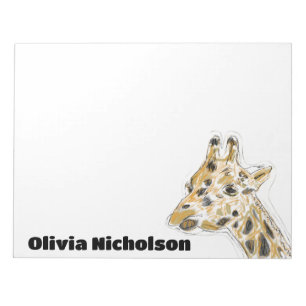 Giraffe Doodle Art Personalized Stationery Notepad
