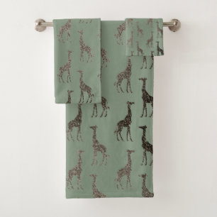 Giraffe d'or sur Sage Green Serviette Set