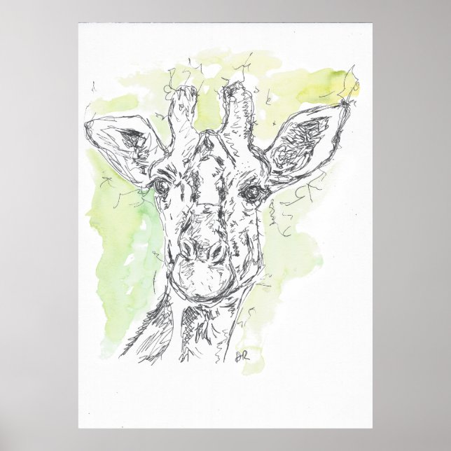 Giraffe drawing. poster (Front)