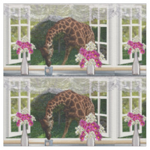 Giraffe Drinking In My Window, Fabric