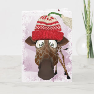 Giraffe drôle avec la carte de Noël Casquette d'hi