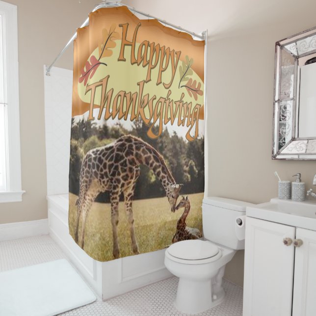Giraffe du rideau de douche Thanksgiving (En situation)