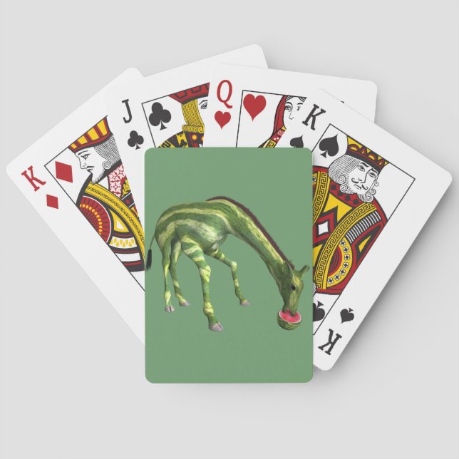 Giraffe Eating Watermelon Playing Cards (Back)