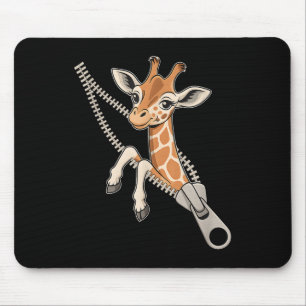 Giraffe Emerging From A Zipper  Mouse Pad