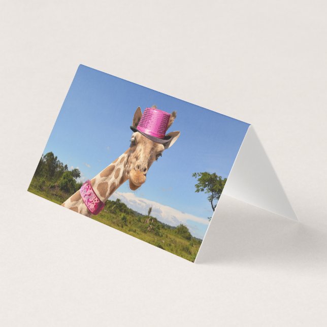 Giraffe en casquette rose étincelant (Front)