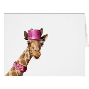 Giraffe en casquette rose vif