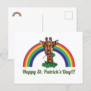 Giraffe et carte postale arc-en-ciel de Saint-Patr