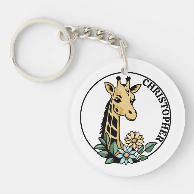 Giraffe Et Fleurs Nom Personnalisé (Devant)