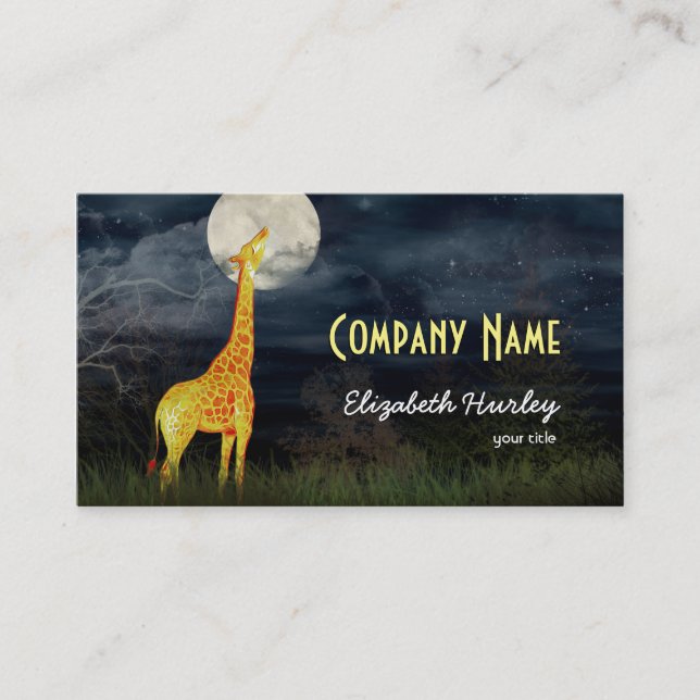 Giraffe et Lune | Cartes de visite personnalisés (Devant)