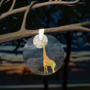 Giraffe et Lune   Ornement acrylique personnalisé