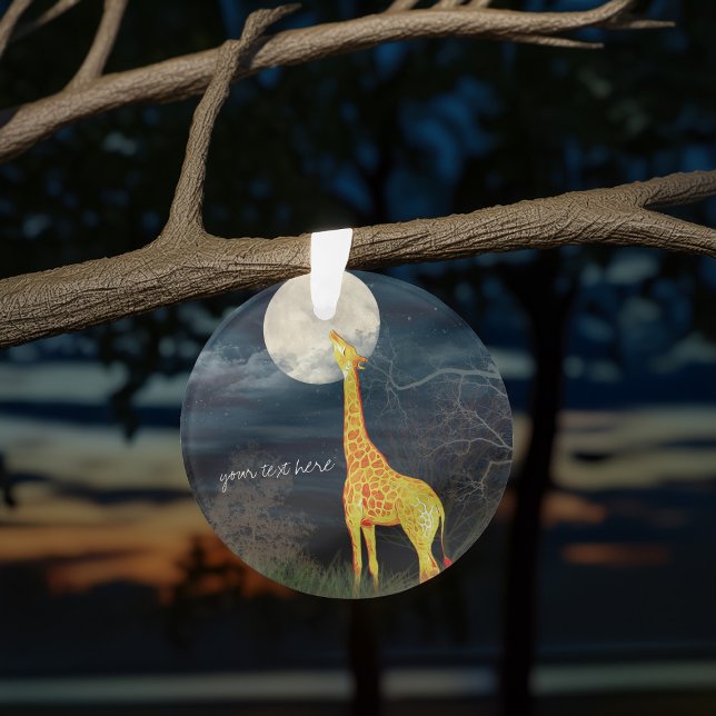 Giraffe et Lune | Ornement acrylique personnalisé (Créateur téléchargé)