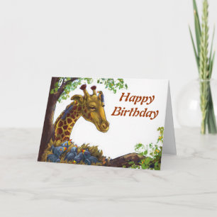 Giraffe et Oxpecker Joyeuse carte d'anniversaire
