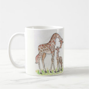 Giraffe et son veau design sur une Mug / Coupe