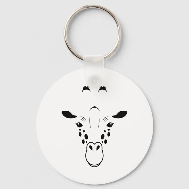 Giraffe Face Silhouette Keychain (Front)