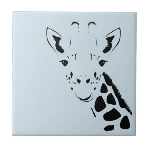 Giraffe Face Silhouette Tile
