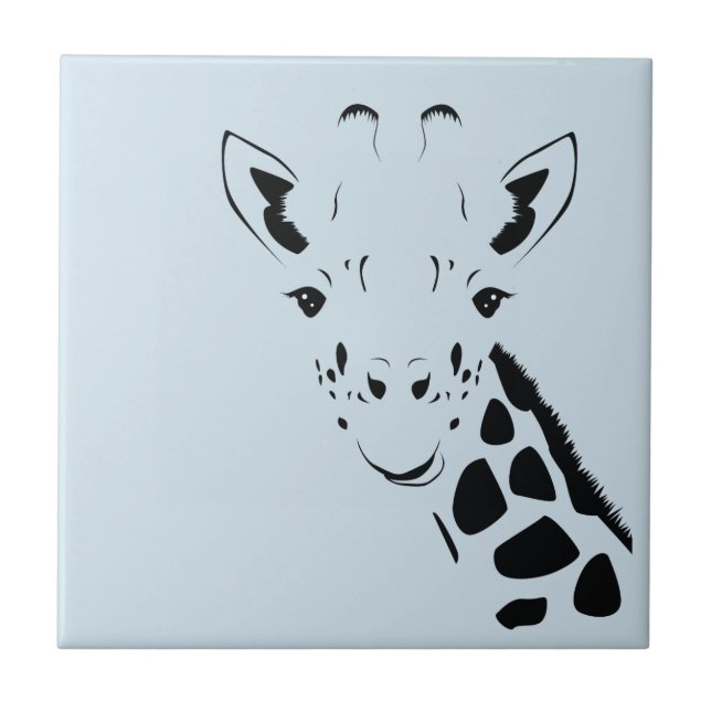 Giraffe Face Silhouette Tile (Front)