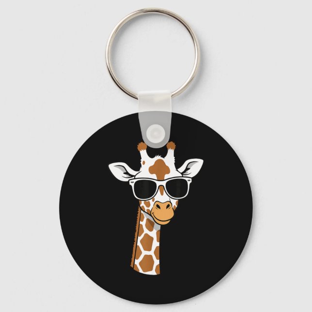 Giraffe Face Sungles Funny Giraffe For Kids  Keychain (Front)