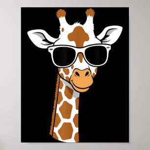Giraffe Face Sungles Funny Giraffe For Kids  Poster