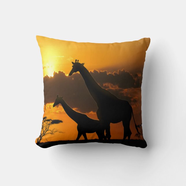Giraffe Family 2 Throw Pillow (Front)