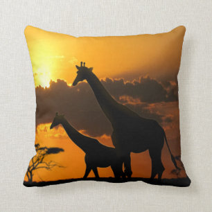 Giraffe Family 2 Throw Pillow