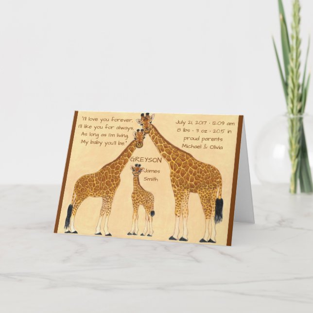 Giraffe Family - Birth Announcement (Front)