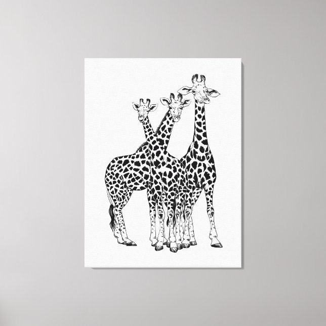 Giraffe family canvas print (Front)