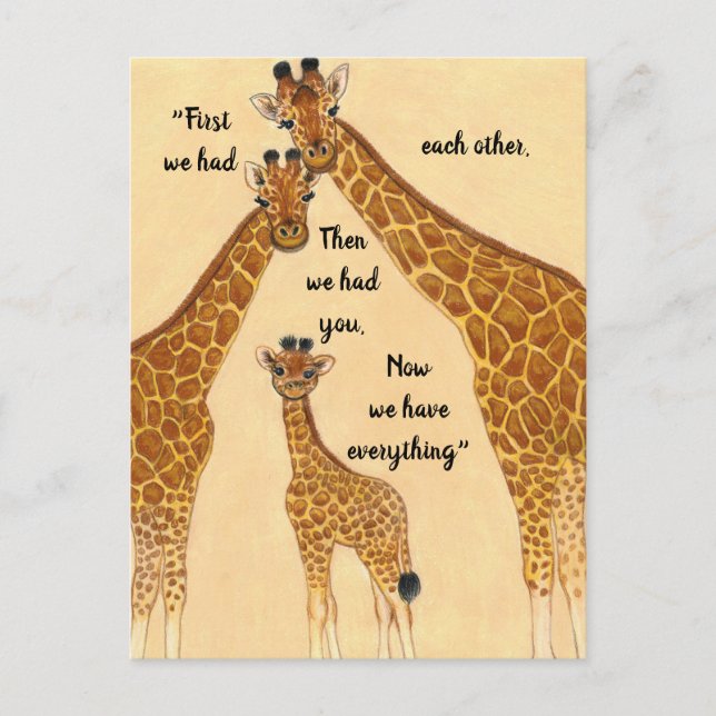 Giraffe Family~First Had Each Other,Now Everything Postcard (Front)
