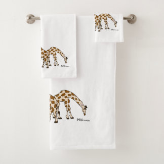 Giraffe Family In Brown and Beige Towel Set