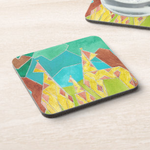 Giraffe Family Original Abstract Art Coaster