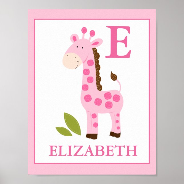 GIRAFFE FILLE ROSE MIGNONNE IMPRESSION DE NOM PERS (Devant)