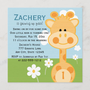 Giraffe First Birthday (Custom Any Age) Invitation