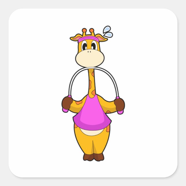 Giraffe Fitness Rope Square Sticker (Front)
