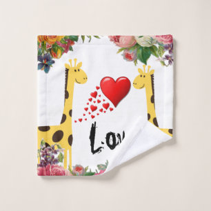 Giraffe Floral Love Serviettes de toilette