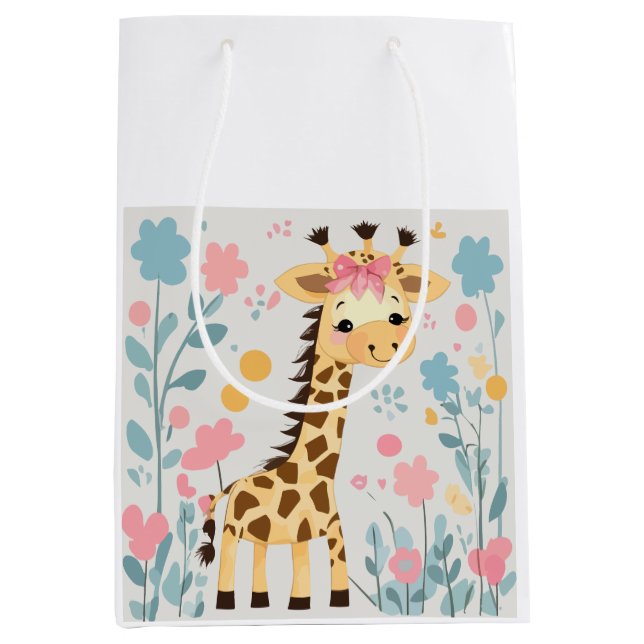 giraffe floral  medium gift bag (Front)