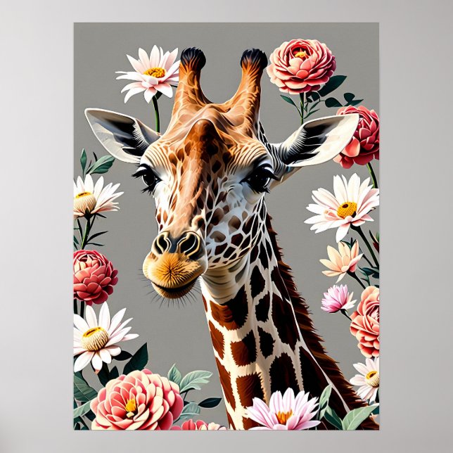 giraffe floral poster (Front)