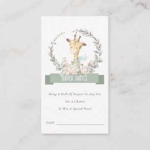 Giraffe Floral Wreath Diaper Raffle Baby Shower Enclosure Card