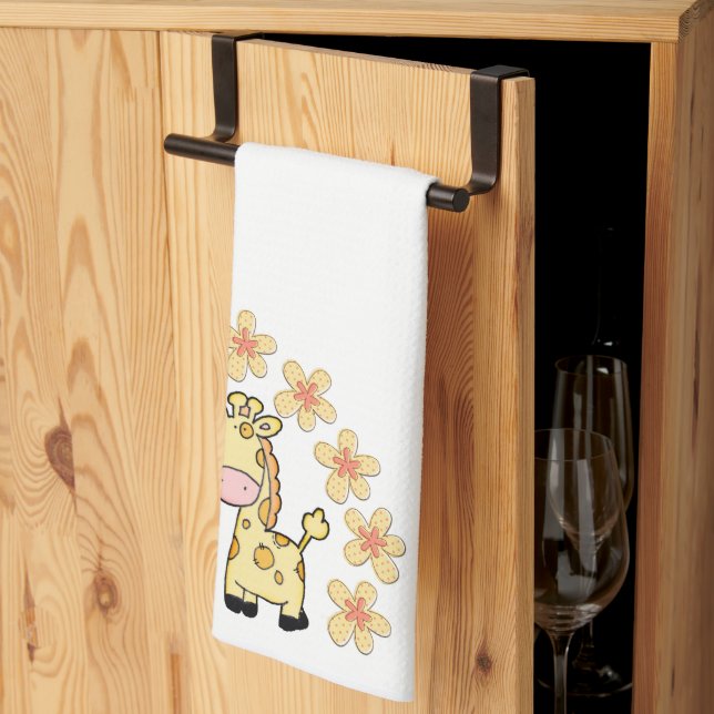 Giraffe Florale Serviette à main (Pliage en tiers)