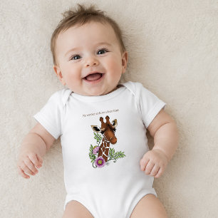 Giraffe Flowers Yellow Cute Wildlife Baby Bodysuit