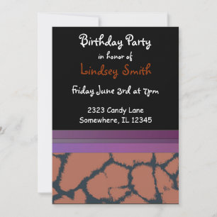Giraffe Fourrure Motif Invitation d'anniversaire