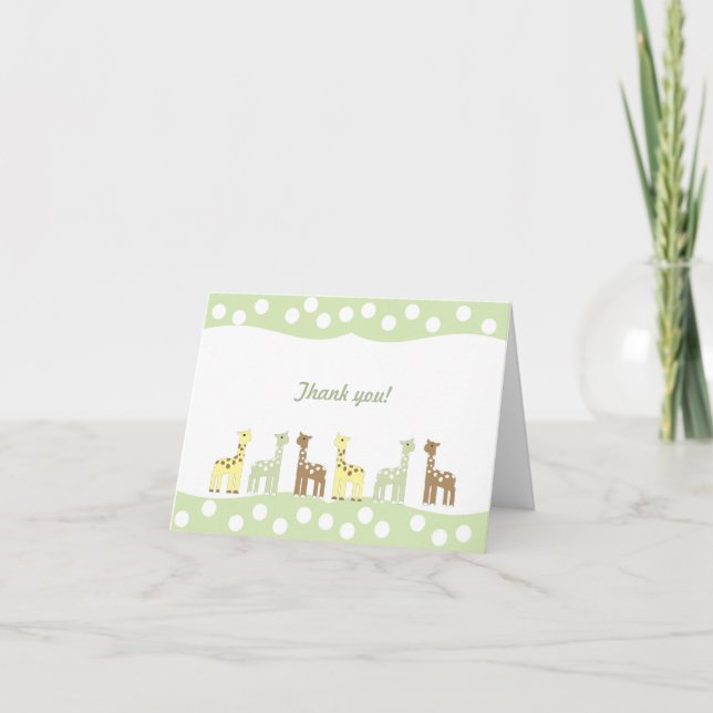 Giraffe Friends Baby Shower Thank You Note neutral (Front)