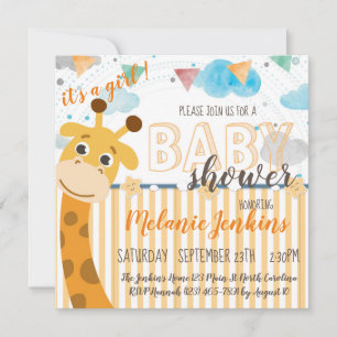 Giraffe fun bright Baby Shower Invitation
