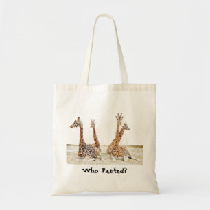 Giraffe Fun Photo - Four Giraffe's Who Farted? Tote Bag