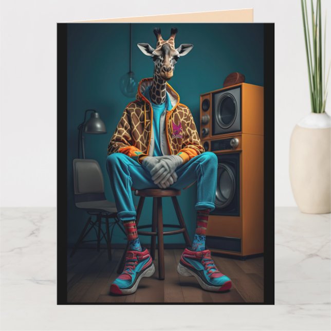 GIRAFFE FUNNY CHILL CARTE D'ACCUEIL ANNIVERSAIRE (Devant)