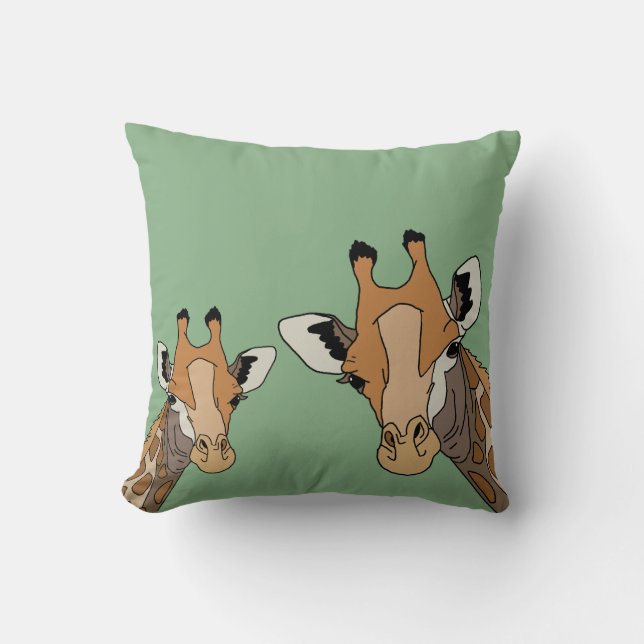Giraffe Funny Green Throw Pillow (Front)