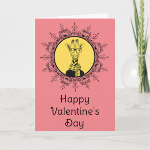Giraffe Funny Green Valentine's Day Holiday Card
