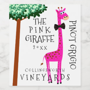 Giraffe Funny Whimsical Wine Label