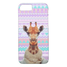 Giraffe Funny with Pastel Aztec Tribal